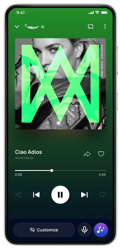 Gaana AI Radio Bottomsheet Animation