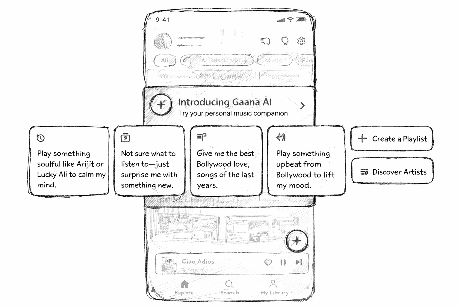 Gaana AI Wireframes